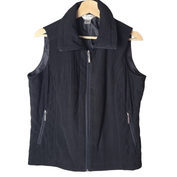 Allison Daley Petite black zip up sleeveless  vest - Picture 7 of 9